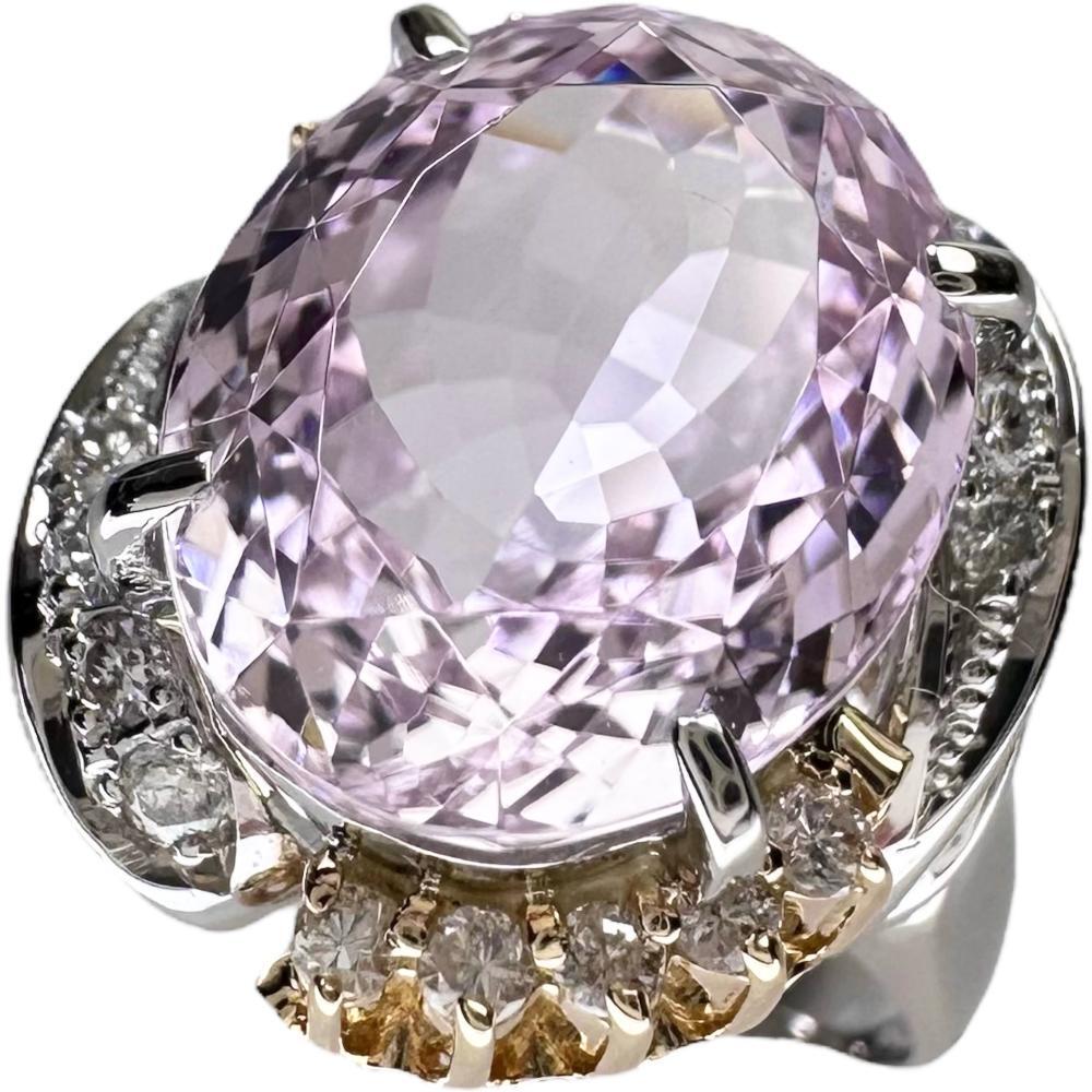 11号 クンツァイト 5.576ct ダイヤモンド 0.25ct リング・指輪 Pt900プラチナ/K18ゴールド 7.3g レディース_画像1