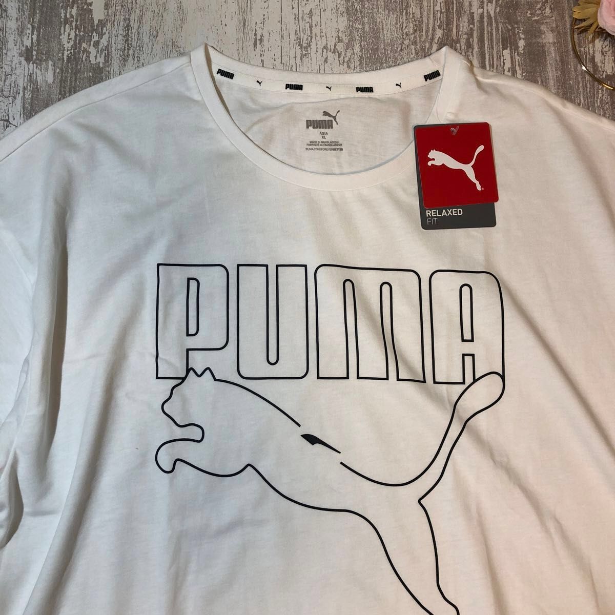 PUMA プーマ　半袖Tシャツ　ワンピース　チュニック丈　ホワイト　XL
