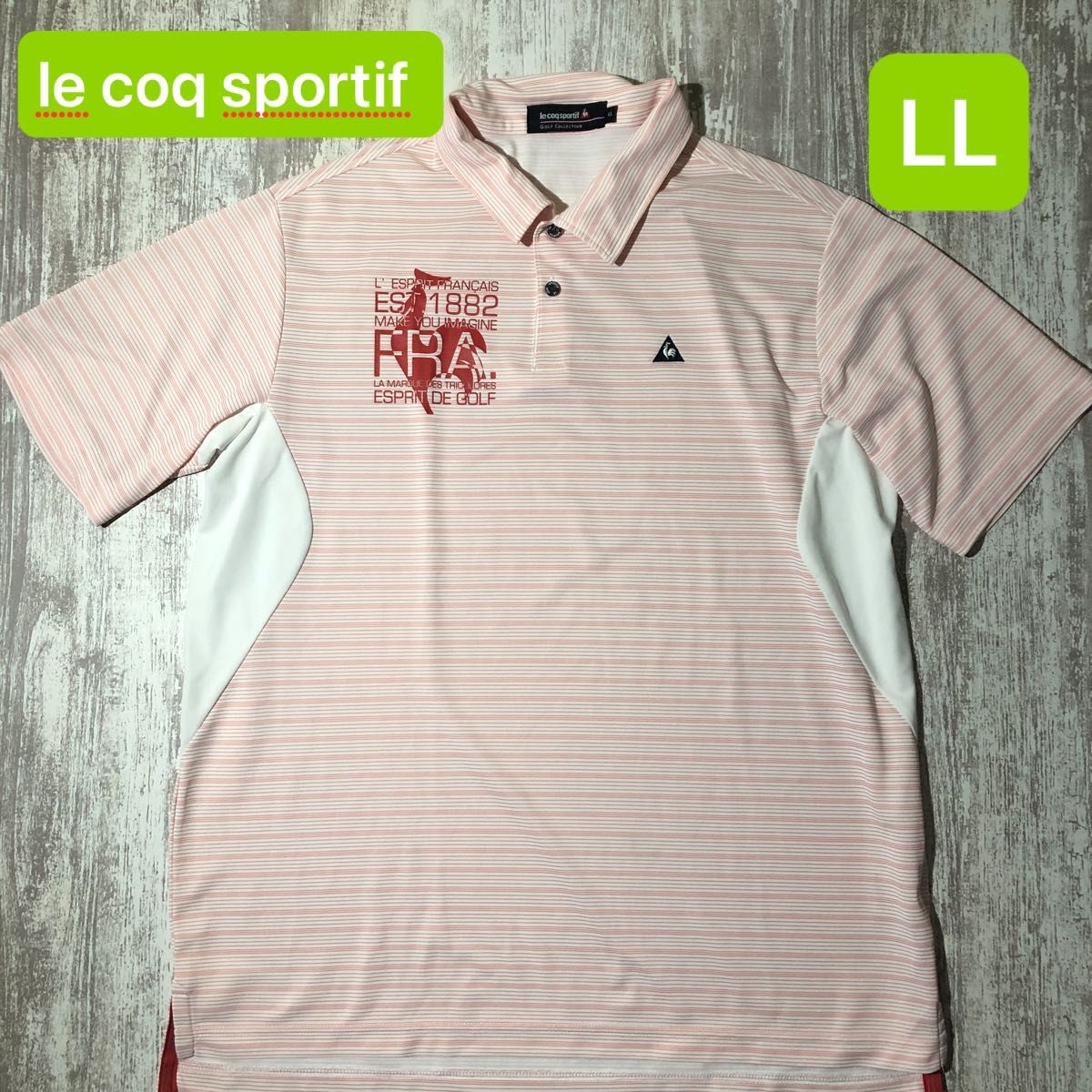 le coq sportif ルコックスポルティフ　ゴルフウエア半袖ポロシャツ　メンズ　ピンク　LL 