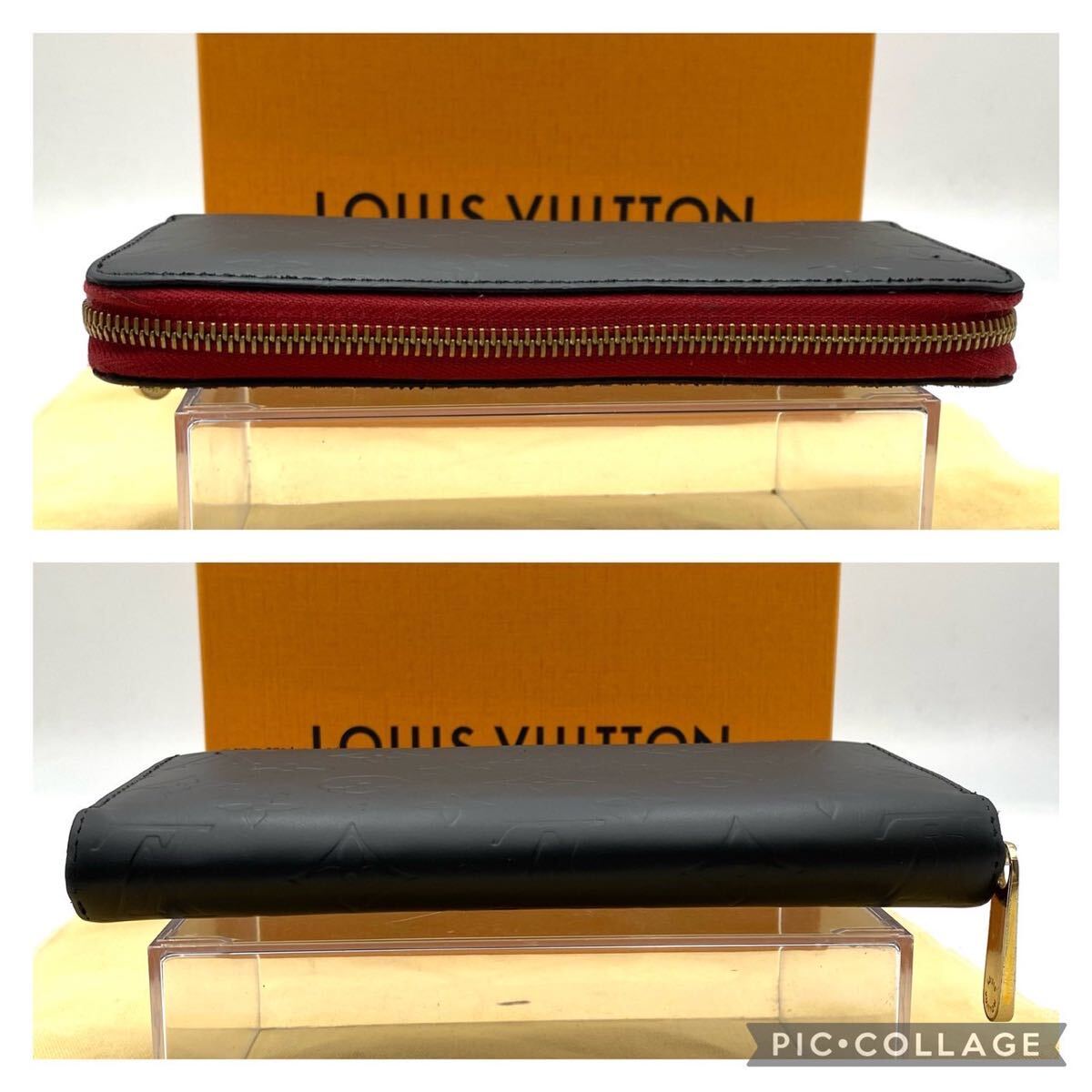 1円 美品 ルイ ヴィトン ヴェルニ ラウンドファスナー 長財布 ブラック レッド 系 モノグラム ビトン ジッピー LOUIS VUITTONの画像5