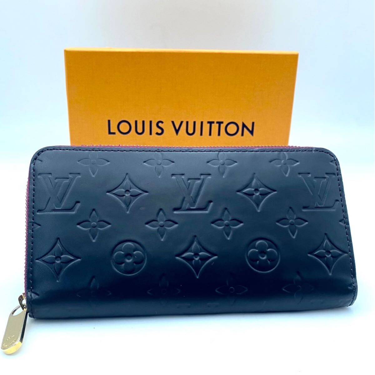 美品 ルイ ヴィトン ヴェルニ ラウンドファスナー 長財布 ブラック アマラント 系 モノグラム ビトン ジッピー LOUIS VUITTON_画像2