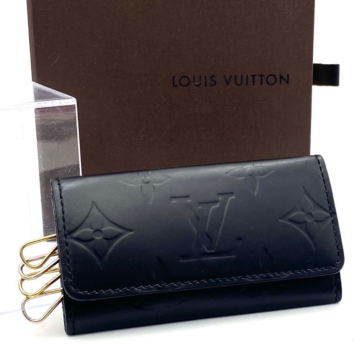 美品 ルイ ヴィトン ヴェルニ ミュルティクレ キーケース 4連 ブラック 系 モノグラム ビトン LOUIS VUITTON_画像1