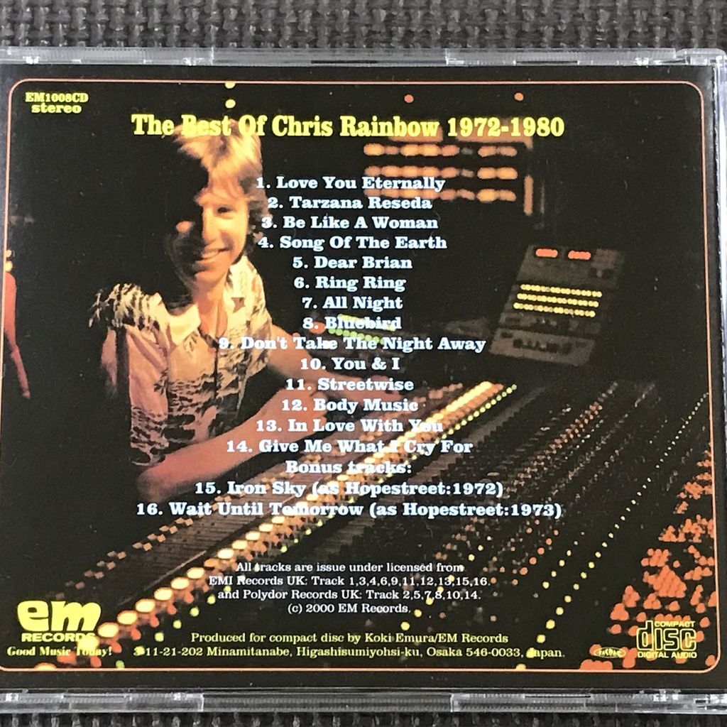 CHRIS RAINBOW/THE BEST OF CHRIS RAINBOW 1972-1980　 ザ・ベスト・オブ・クリス・レインボー　_画像2