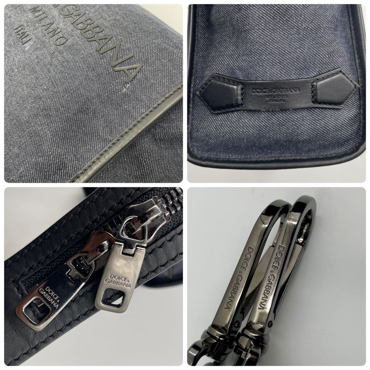 [ beautiful goods / hard-to-find ]Dolce&Gabbana Dolce & Gabbana Dolce&Gabbana edge Logo shoulder bag body bag diagonal .. Denim leather men's 