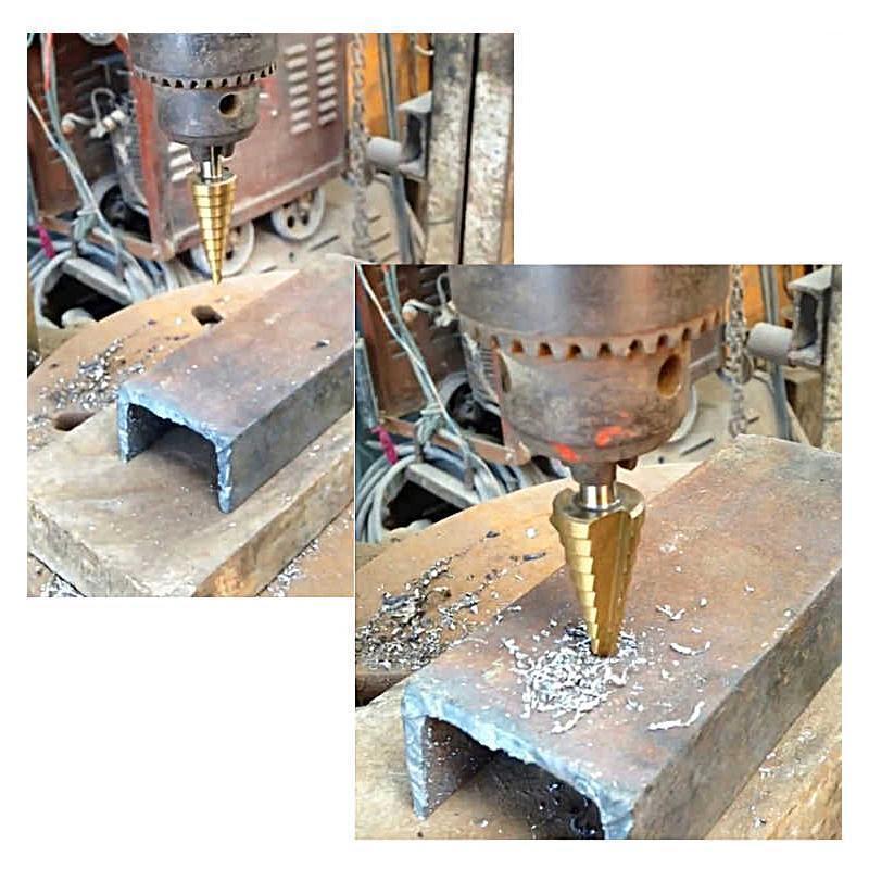ステップ ドリル 3本 セット DIY 工具 ビット インパクト 穴 穿孔 便利 鉄鋼 木工 5 9 10段階 チタンメッキ 鋼 ステンレス タケノコ 0