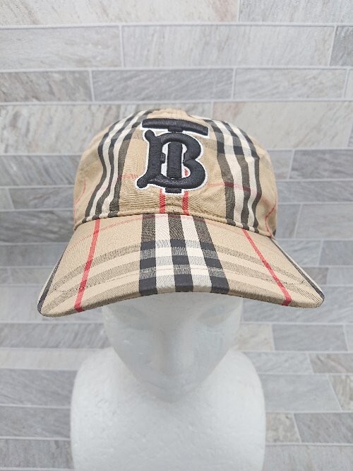 ◇ BURBERRY バーバリー TB モノグラム ヴィンテージ チェック キャップ 帽子 ベージュ マルチ サイズM レディース P_画像3