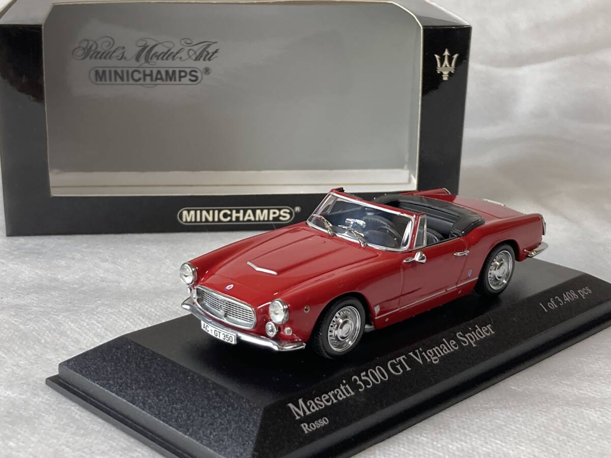 当時物★未使用！MINICHAMPS・1/43・マセラッティー 3500 GT・1961年式・MASERATI Vignale Spider・Red・ミニチャンプ_画像1