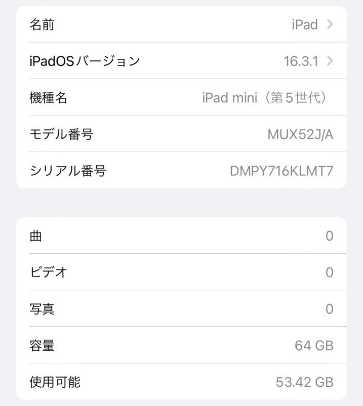 Apple iPad mini 第5世代 64GB MUX52J/A A2124 スペースグレイ 利用制限 SoftBank ○ 本体のみ 240507SK310010_画像6