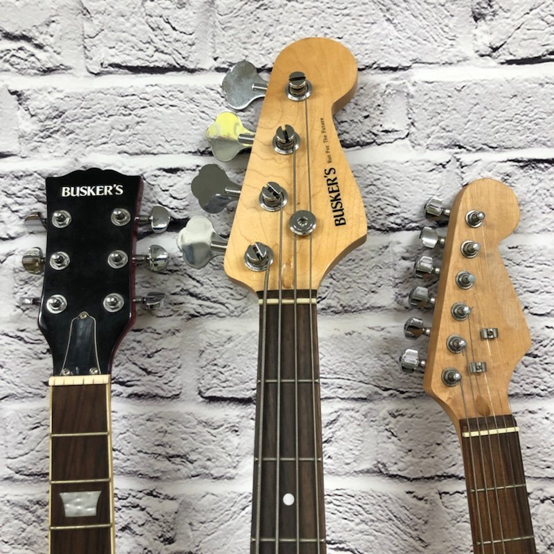 ジャンク エレキギター エレキベース ３本まとめ売り BUSKER'S レスポールタイプ ジャズベース/メーカー不明 Made in China 240430SK320648の画像3