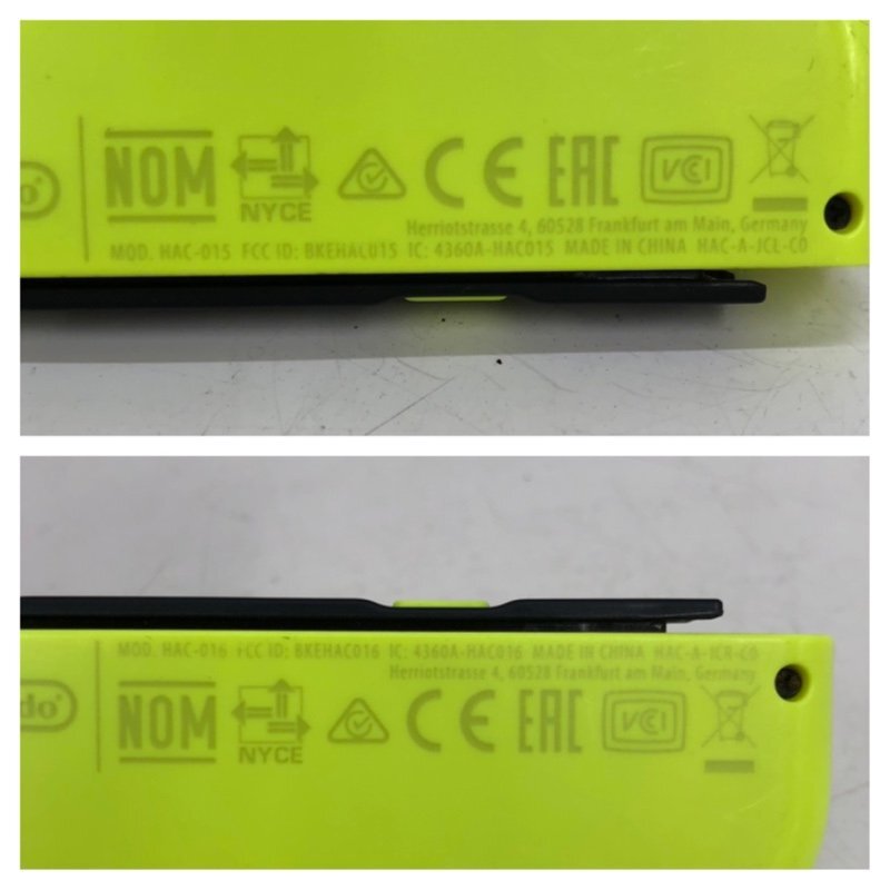 【ジャンク品】Nintendo switch ニンテンドースイッチ ジョイコン HAC-015/HAC-016 Joy-Con　ネオンイエロー 　240418SK750026_画像8