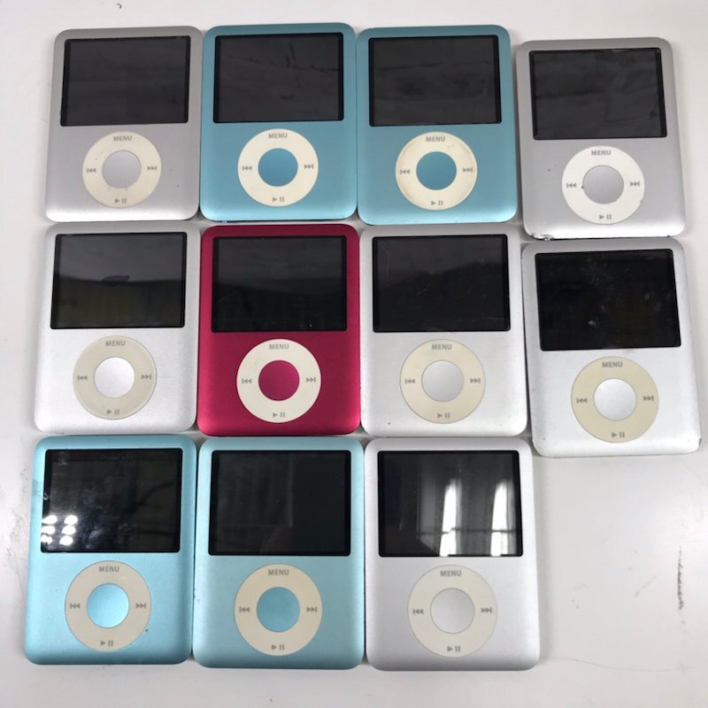 ジャンク 通電初期化OK iPod nano 第3世代 A1236 11台まとめ売り MA980J/MB249J/MB257J/MA978J/MA978ZP/PA981J 240424SK250561_画像1