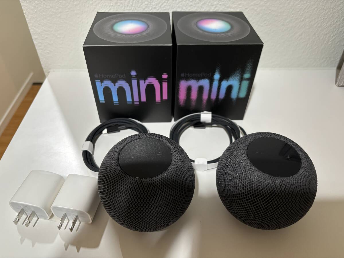 【美品】Apple HomePod mini　MY5G2J/A　スペースグレイ　2個セット　アップル ホームポッドミニ スマートスピーカー_画像1