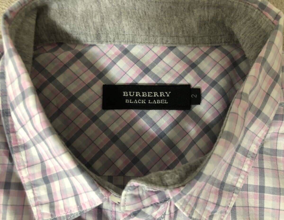 【美品】バーバリーブラックレーベル BURBERRY BLACKLABEL ホース刺繍 半袖チェックシャツ 2(M)の画像3
