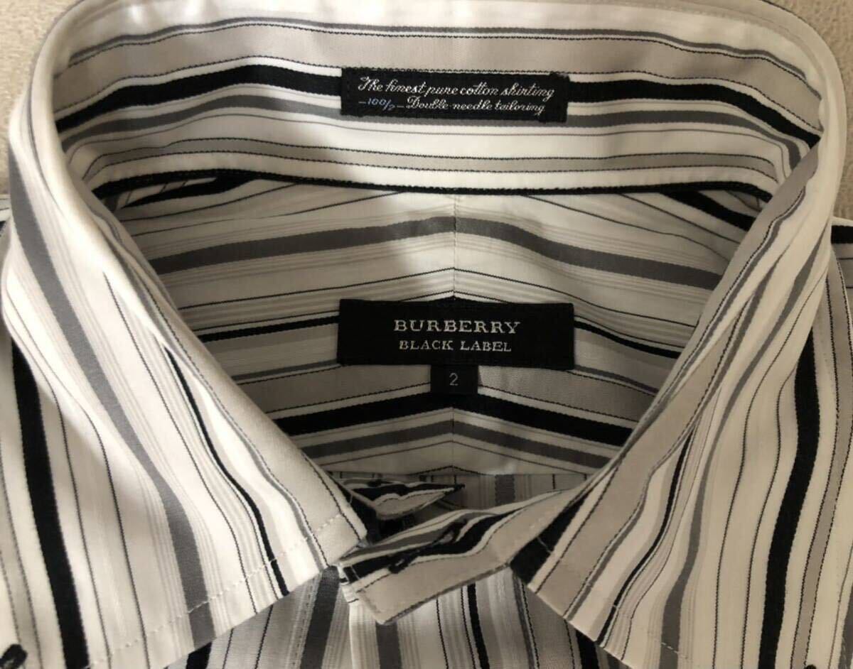 【美品】バーバリーブラックレーベル BURBERRY BLACKLABEL ホース刺繍 長袖ストライプシャツ 2(M)_画像3