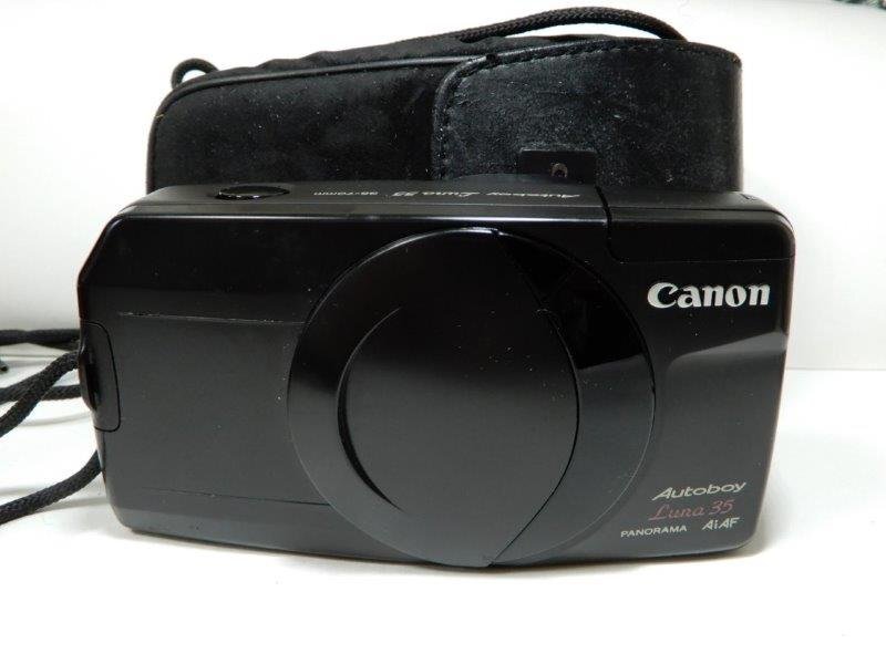 稼働品 Canon Autoboy Luna 35 パノラマ 黒 純正ケース レターパックプラス可 0513W1G_画像1