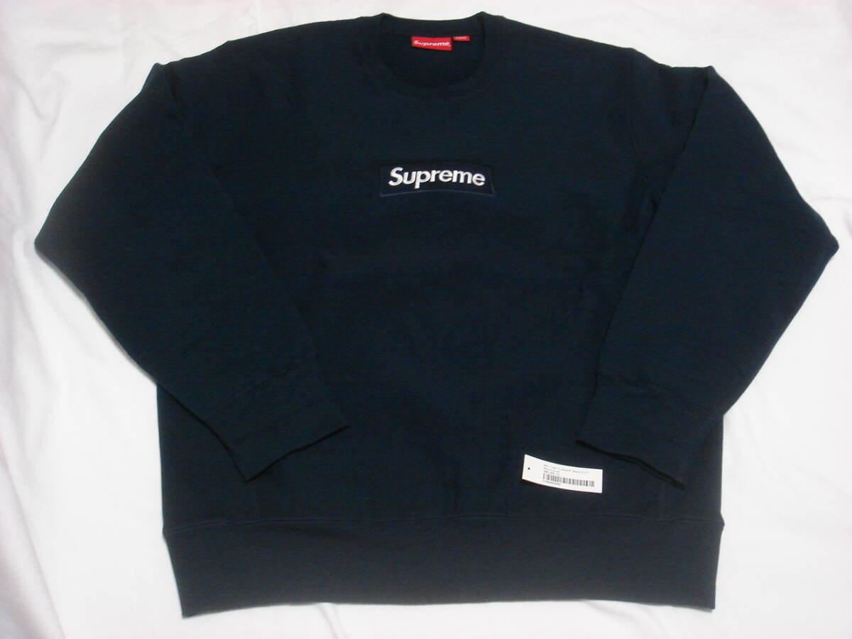 SUPREME シュプリーム 18AW Box Logo Crewneck ネイビー Lサイズ スウェット トレーナー_画像1