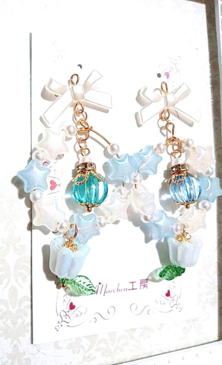 【土日限定100円引き】猫/苺ちゃん畑FlowerPierce/earrings