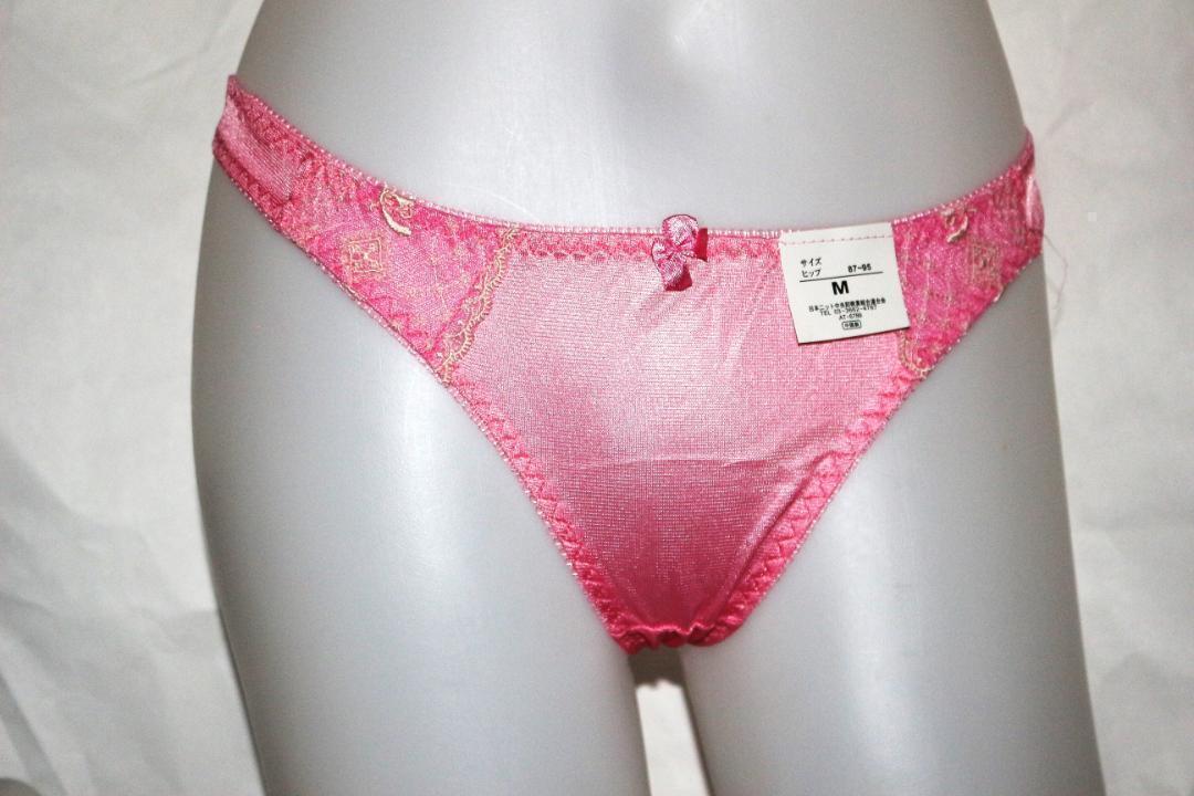 レディース　Tバックシューツ　濃いピンクに刺繍　セクシー Mサイズ　１枚　新品　未使用　タグ付き　J-9_画像1