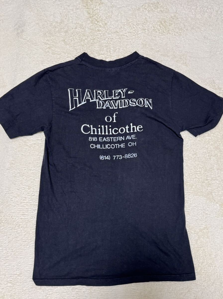 希少ヴィンテージ70sハーレーダビッドソンhaley davidsonウイングTシャツサイズMコットン100%ブラックフェードvintage_画像3