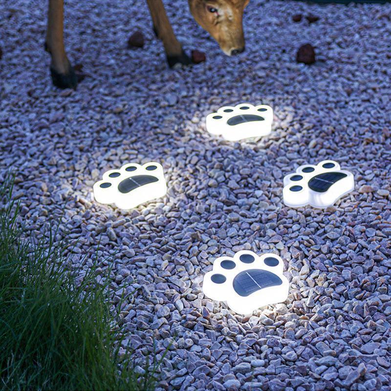 LED ソーラー ライト ガーデン 庭 玄関 肉球 かわいい 屋外 防水 犬 猫 白光色 