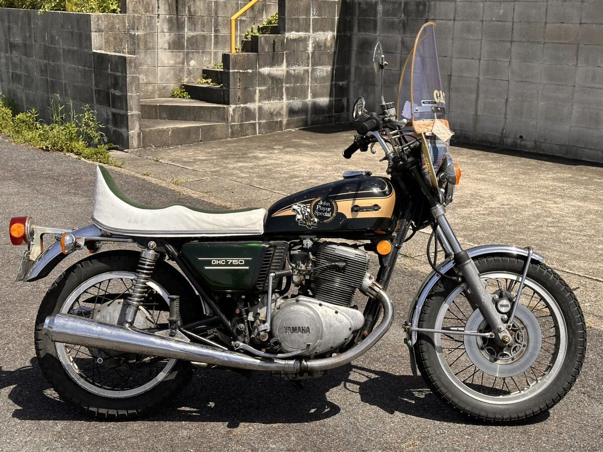 1円スタート　昭和49年式　ヤマハ　TX750 実働　希少車　令和8年6月まで車検あり　旧車　当時物　70年代　Hリム　_画像2