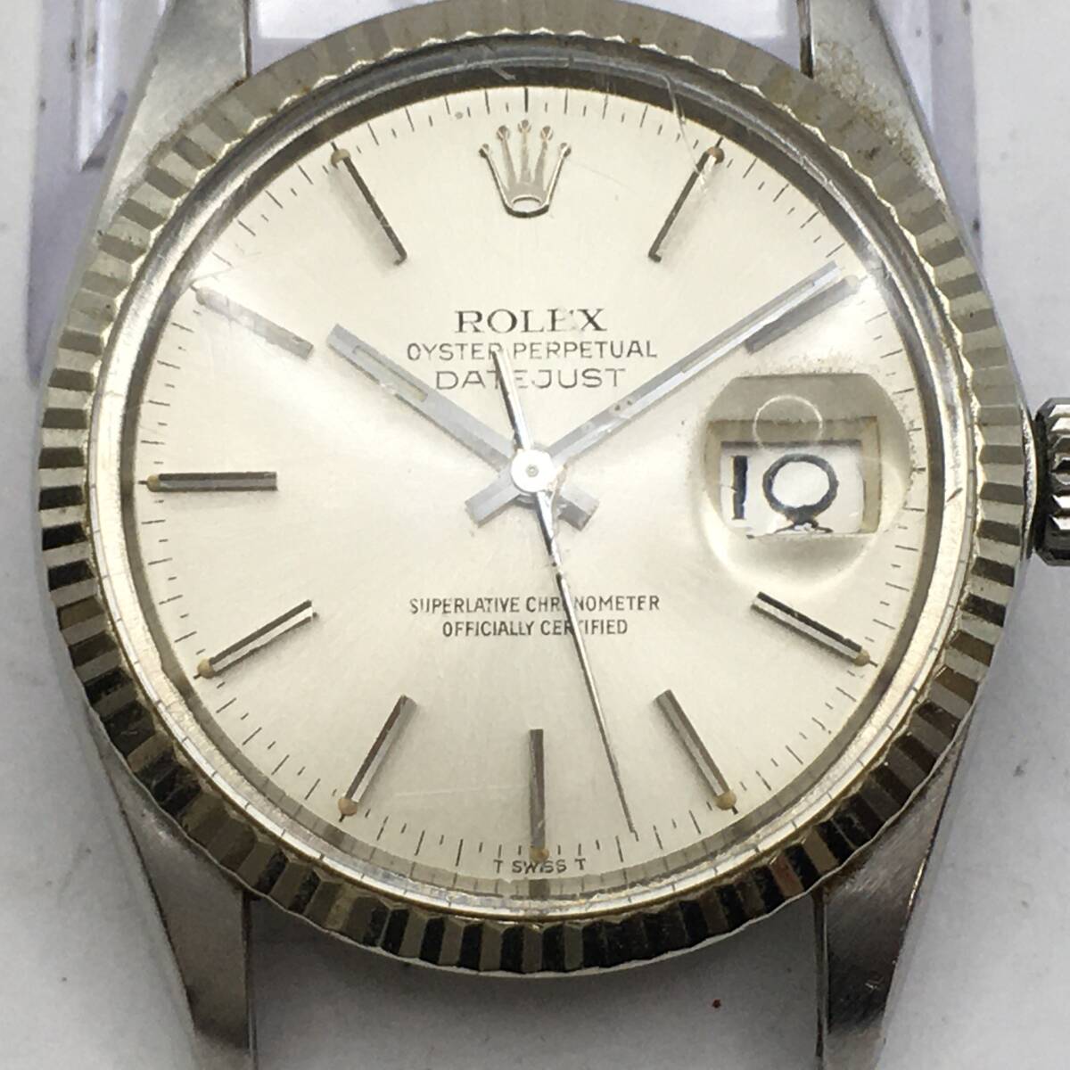 ○5/11X1 ROLEX/ロレックス DATEJUST デイトジャスト 3針 メンズ 自動巻き 腕時計 16014 63番 7桁 一部シリアル切れ 不動ジャンク品_画像7