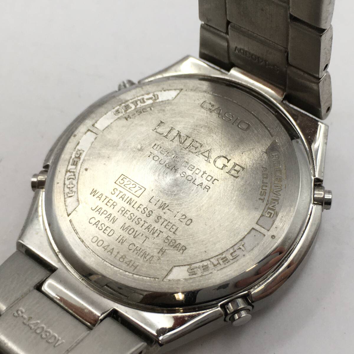 ○C241-86 CASIO/カシオ LINEAGE リニエージ 3針 Date デイト メンズ 電波ソーラー 腕時計 LIW-120 不動ジャンク品の画像6
