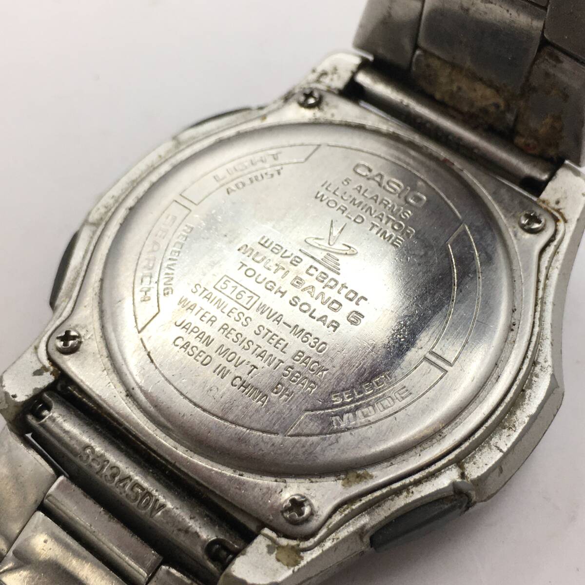 ○D241-55 CASIO/カシオ Wave Ceptor デジアナ文字盤 3針 メンズ 電波ソーラー 腕時計 WVA-M630 不動ジャンク品_画像6