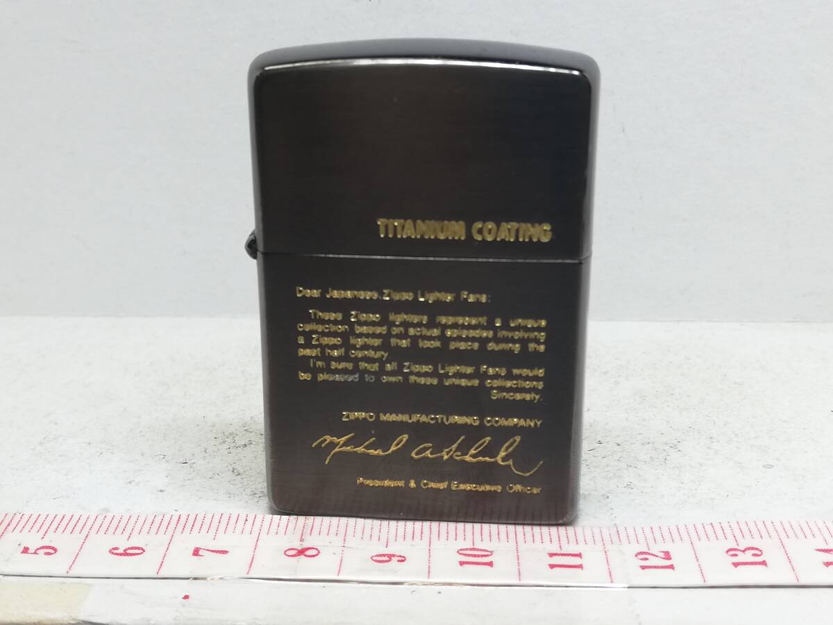 Q243-17　ZIPPO/ジッポー　オイルライター　TITANIUM COATING/チタンコーティング　A/Ⅹ【中古品】_画像3