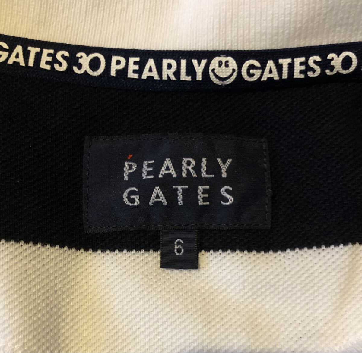 【美品】PEARLY GATES パーリーゲイツ半袖ポロシャツ ボーダー サイズ6 _画像5