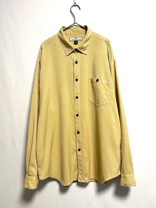 1990's TOMMY BAHAMA waffle weave silk L/S shirt シルクシャツ _画像1