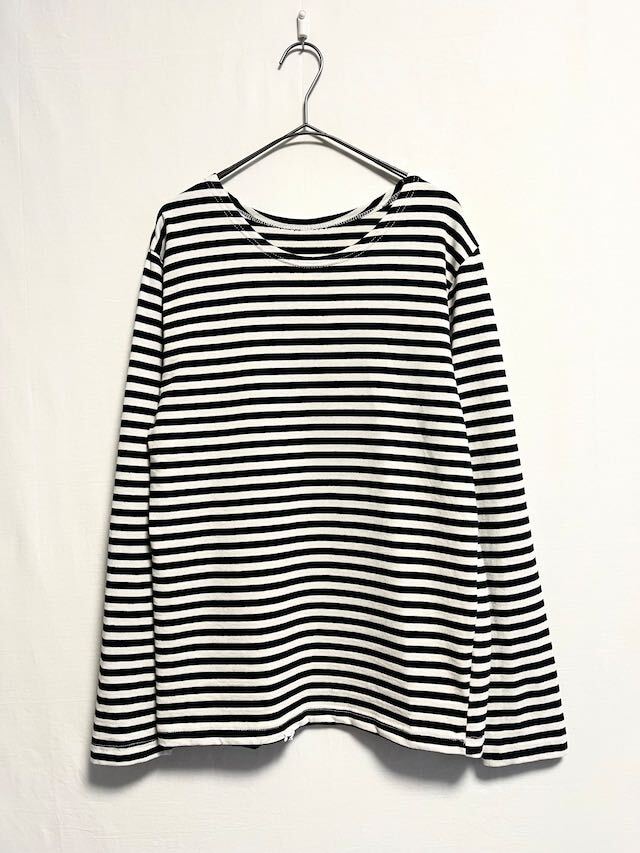 (Deadstock~1wash) Russian army black × white border long sleeve T-shirt ロシア軍 セントジェームス バスクシャツ_画像1