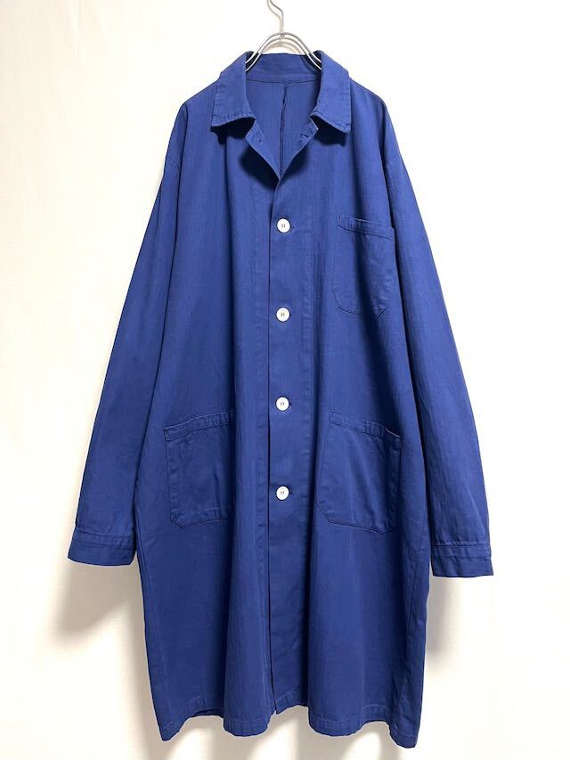 Unknown czech military type herringbone work coat ユーロワーク ショップコート アトリエコート_画像1