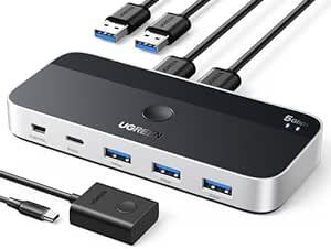 UGREEN USB3.0 切替器 2PCでUSB-C&Aデバイス共有 5Gbps高速転送 USB 切り替え プリンタ/マウス/キ_画像1