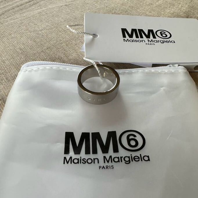 3新品 メゾンマルジェラ MM6 ブランドロゴ リング シルバー ポリッシュ 指輪 アクセサリー 23SS size 3 10号 Maison Margiela 6レディース