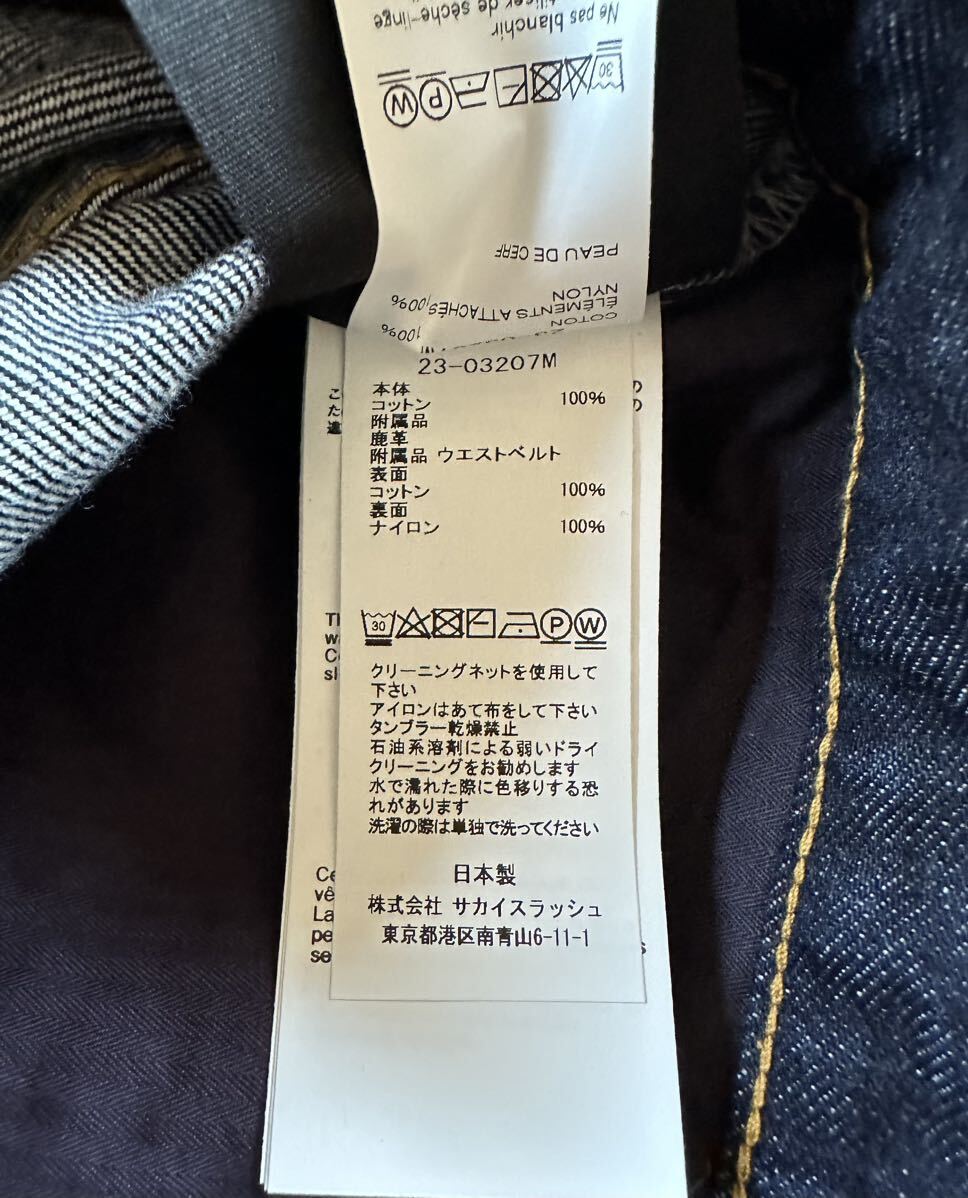 1新品 sacai x BEYONDEXX デニム パンツ ジーンズ ベルト付 23AW 1新品 sacai x BEYONDEXX デニム パンツ ジーンズ ベルト付 23AW