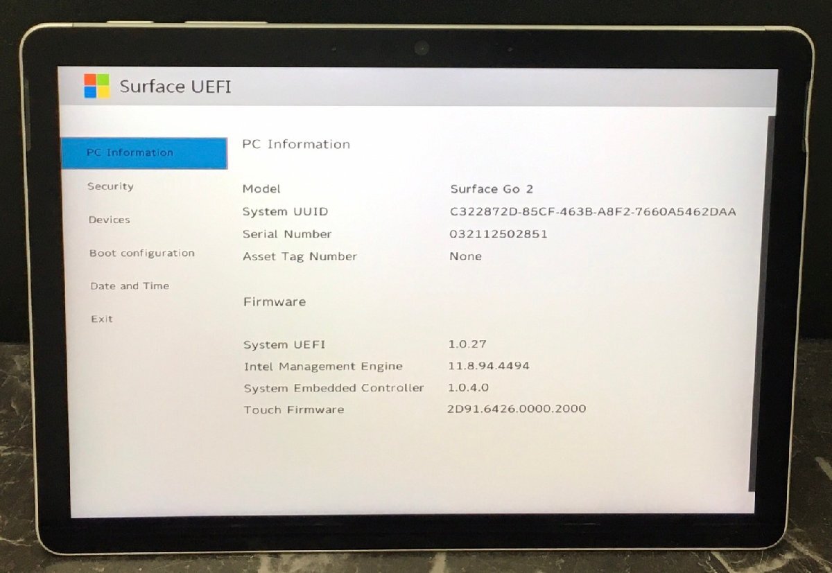 1円～ ■ジャンク Microsoft SURFACE GO2 / Corem3 8100Y 1.10GHz / メモリ 8GB / SSD 128GB / 10.5型 / OS有り / BIOS起動可_画像2