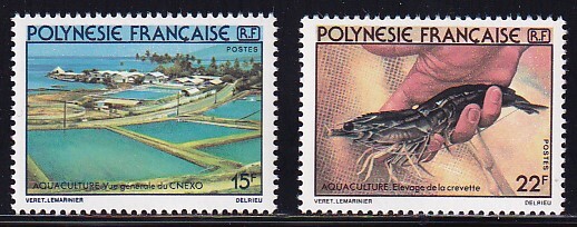 71 仏領ポリネシア【未使用】＜「1980 SC#331-32 CNEXO 魚孵化場」 2種完 ＞の画像1