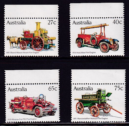 8 オーストラリア【未使用】＜「1983 SC#857-60 旧式消防車」 4種完 ＞の画像1