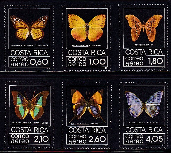 16 Costa Rica [ unused ]<[1979 SC#C759-C764( aviation ) butterfly ] 6 kind .>
