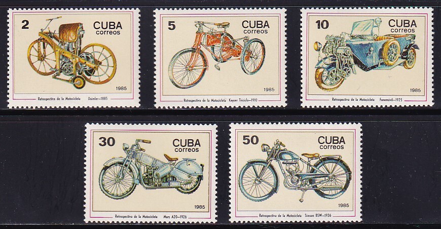 18 キューバ【未使用】＜「1985 SC#2800-2804 原動機付自転車」 5種完 ＞_画像1