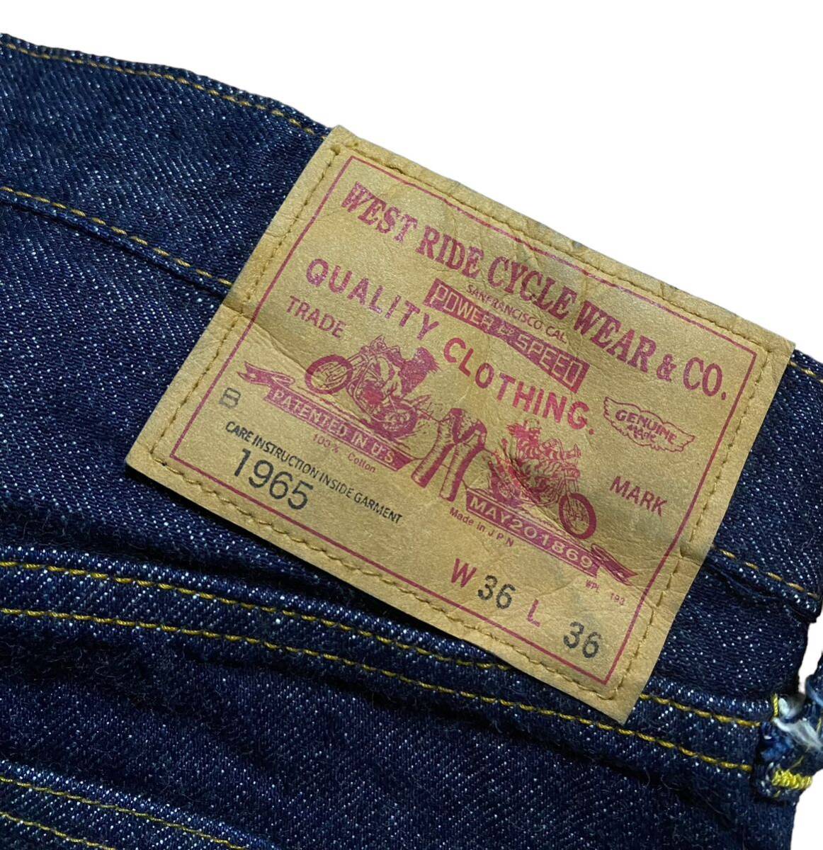 WESTRIDE 1965 13.5oz ORIGINAL RIGHT HAND SELVAGE DENIM ウエストライド ブーツカット デニムパンツ W36L36_画像6