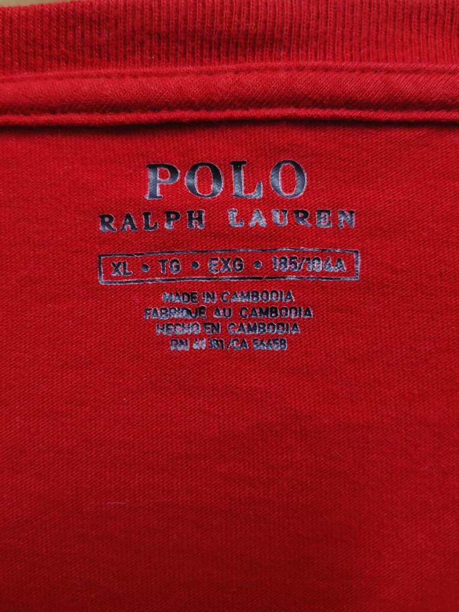 [送料無料](s31c2)XLポロラルフローレンPolo Ralph Lauren刺繍ロゴusaアメリカ輸入古着半袖TシャツVネックオーバーサイズゆるだぼ_画像3