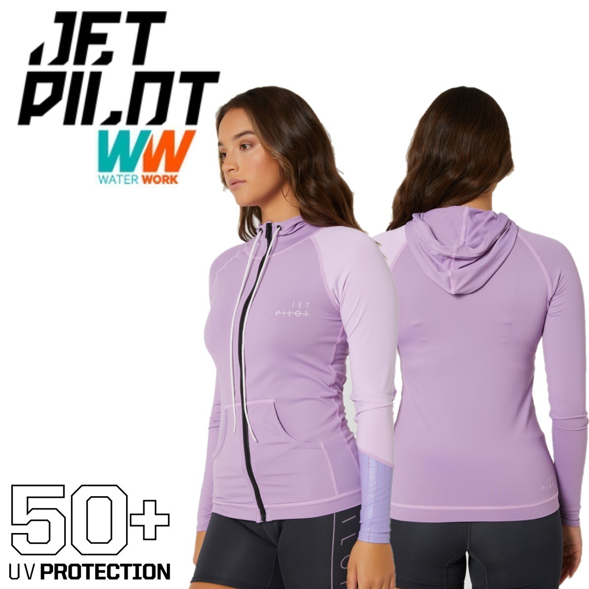 ジェットパイロット JETPILOT レディース ラッシュガード 長袖 コーズ L/S フーデッド ラッシー S22513 パープル 12/L