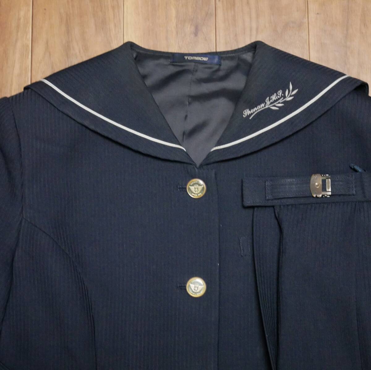 翔南中 セーラー型制服上下セット 165A ウエスト69 丈68 冬服 長袖 中学 高校 JK JC 匿名配送の画像2