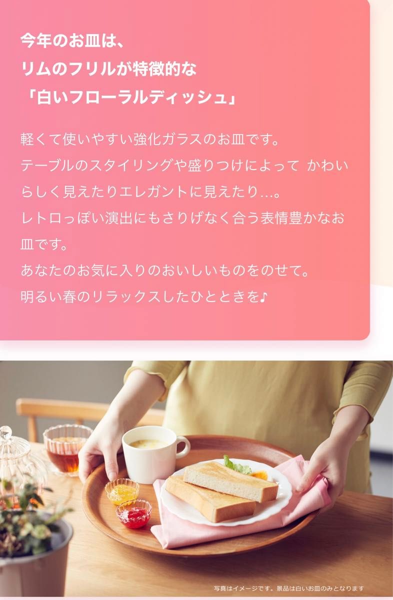 ヤマザキ春のパン祭りお皿2023年　6枚セット　白いフローラルディッシュ