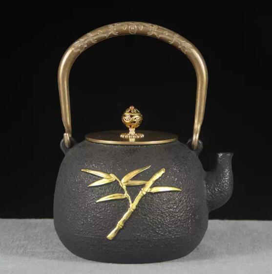 竹鉄壺 南部鉄器 コーティングなし 手作り鉄 やかんを沸かす お茶の道具 1300ML_画像1
