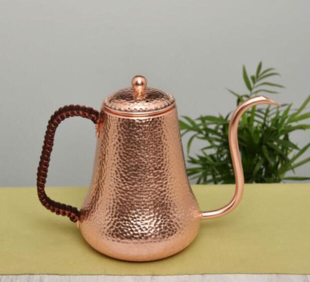 純銅 大容量コーヒーポット制コーヒー器具銅イメージ紫銅ハンマー紋コーヒーポット細口ポットコーヒーポット900MLの画像1