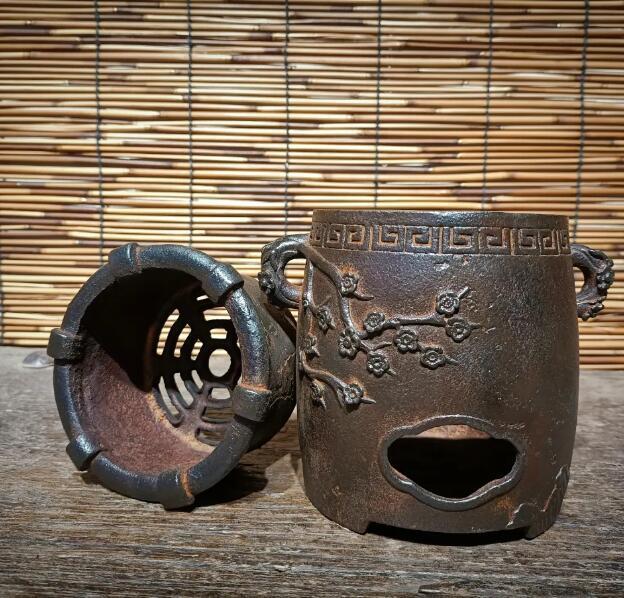 旧鉄器/鋳鉄ストーブ*お茶を沸かす*お湯を沸かす*バーベキューストーブ*炭ストーブ*高さ約13 cm_画像6