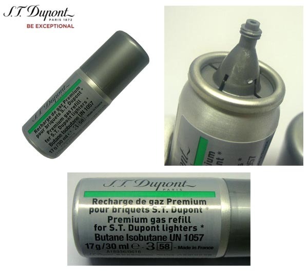 複数回注入型 新品正規品 デュポン(S.T.Dupont)ライター専用ガスボンベ(緑色 グリーン）2本セット_画像2